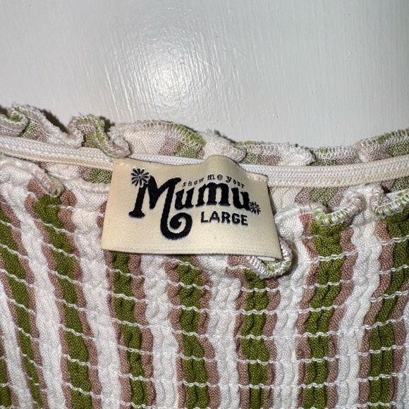 Show Me Your Mumu | Parton Green Stripe Wide Leg Jumpsuit, Size L - Picture 4 of 5